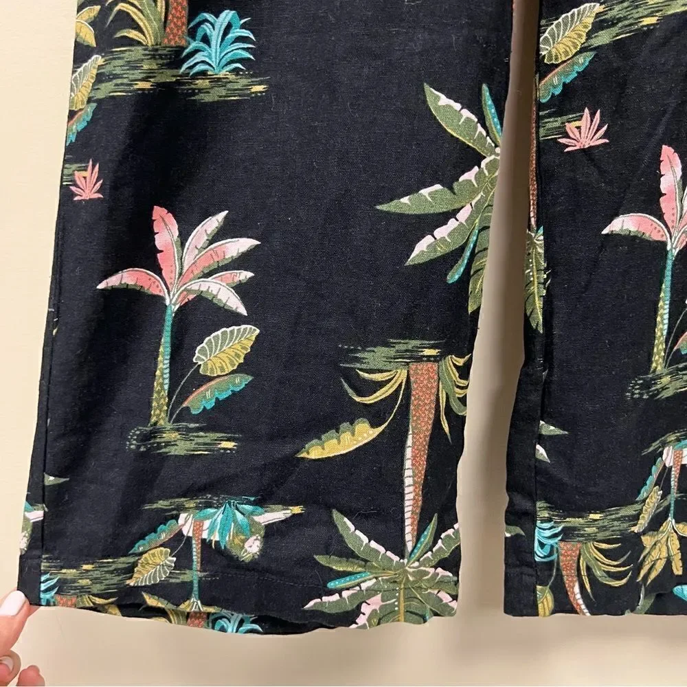👠Old Navy linen blend tropical print pants.  Size M
